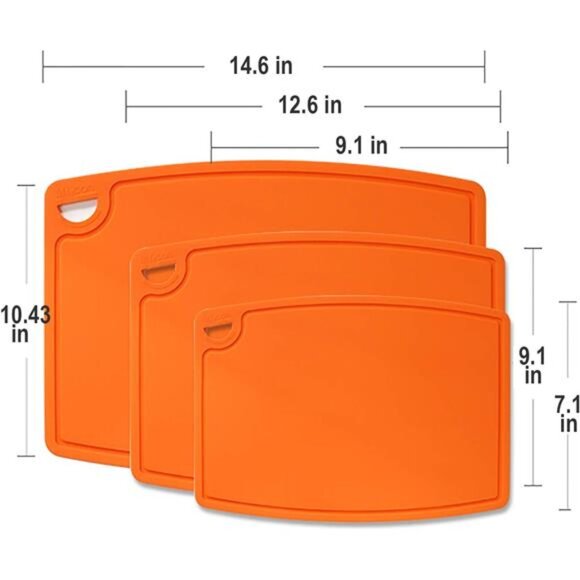 Silicone Thick Cutting Boards Mats Set of 3pcs Foldable & Flexible Design Juice - Picture 2 of 7